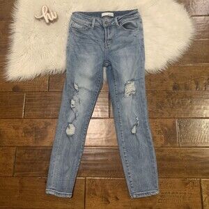 Vervet Womens Jeans mid rise distressed cropped skinny jeans Light wash Size 27